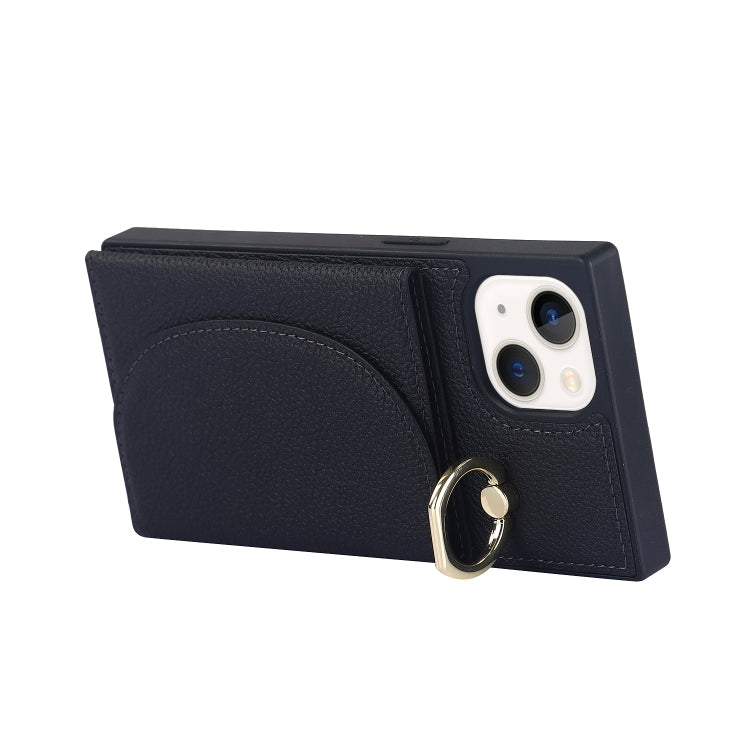 For iPhone 14 Litchi Texture Card Bag Phone Case