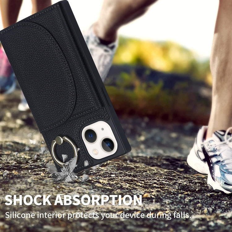 For iPhone 14 Litchi Texture Card Bag Phone Case