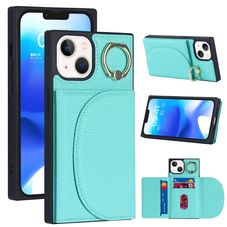 For iPhone 14 Litchi Texture Card Bag Phone Case