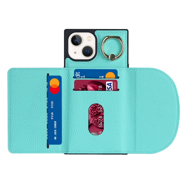 For iPhone 14 Litchi Texture Card Bag Phone Case