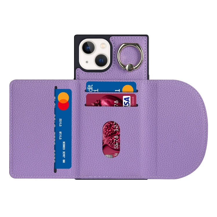 For iPhone 14 Litchi Texture Card Bag Phone Case