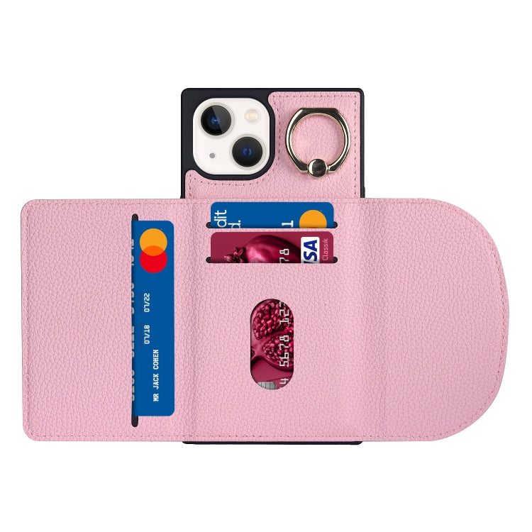 For iPhone 14 Plus Litchi Texture Card Bag Phone Case