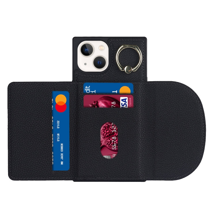 For iPhone 14 Plus Litchi Texture Card Bag Phone Case