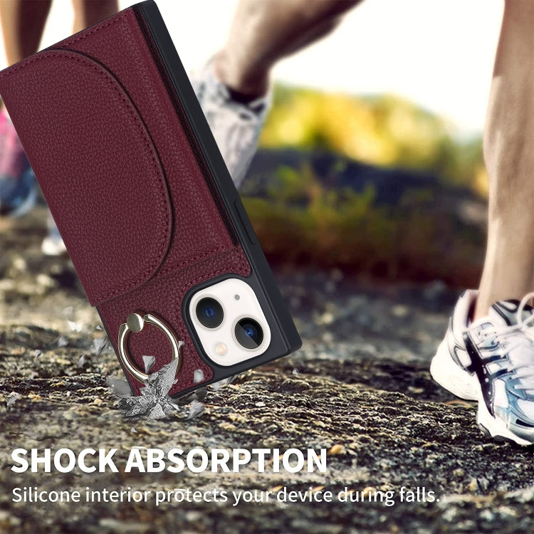 For iPhone 14 Plus Litchi Texture Card Bag Phone Case
