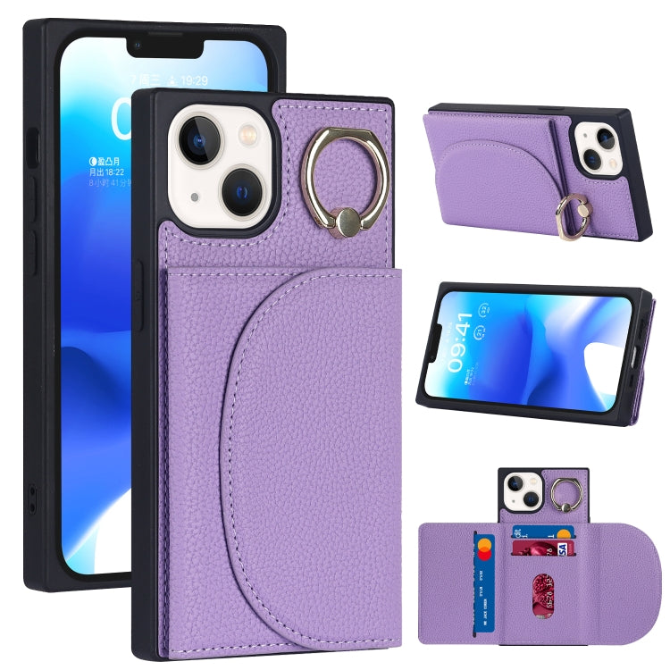For iPhone 14 Plus Litchi Texture Card Bag Phone Case