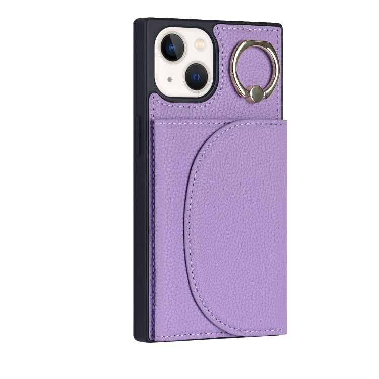 For iPhone 14 Plus Litchi Texture Card Bag Phone Case