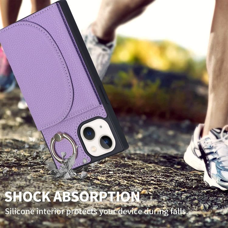 For iPhone 14 Plus Litchi Texture Card Bag Phone Case