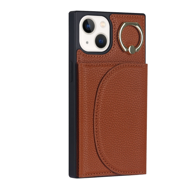 For iPhone 14 Plus Litchi Texture Card Bag Phone Case
