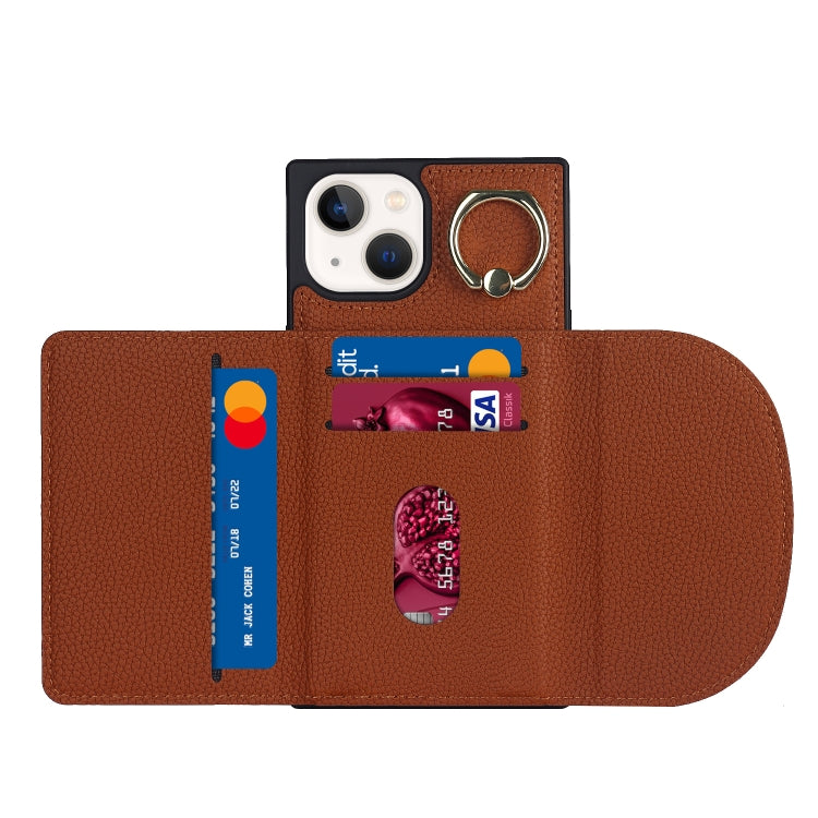 For iPhone 14 Plus Litchi Texture Card Bag Phone Case