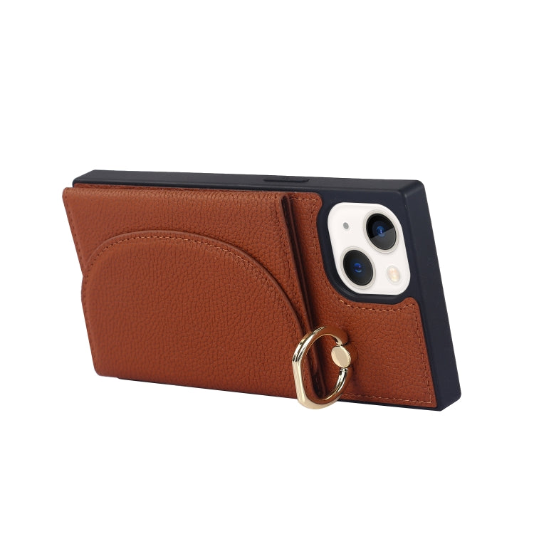 For iPhone 14 Plus Litchi Texture Card Bag Phone Case