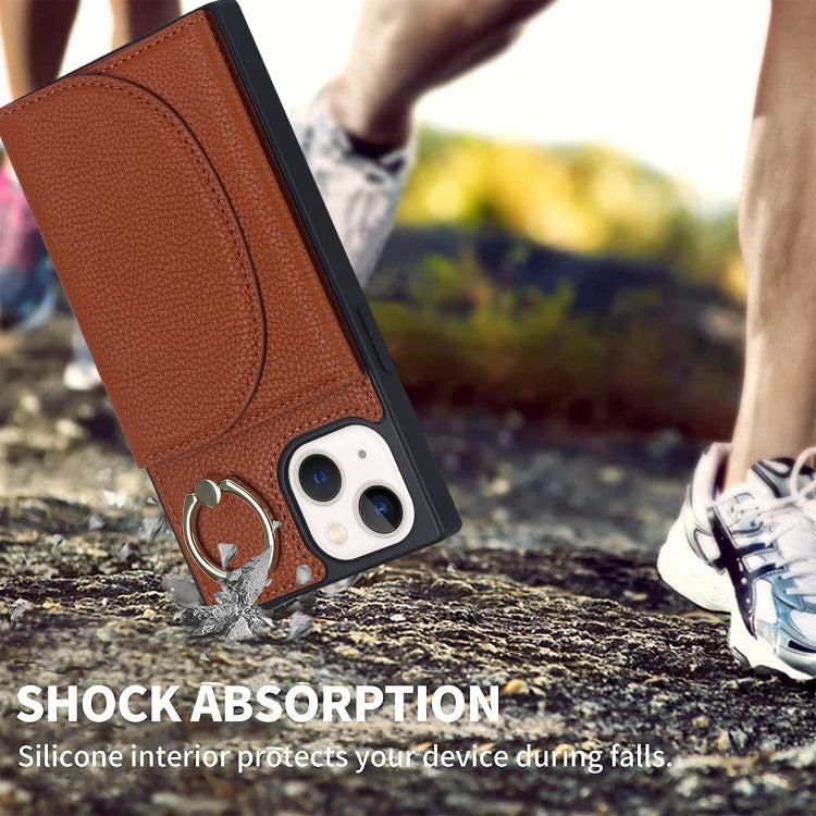 For iPhone 14 Plus Litchi Texture Card Bag Phone Case