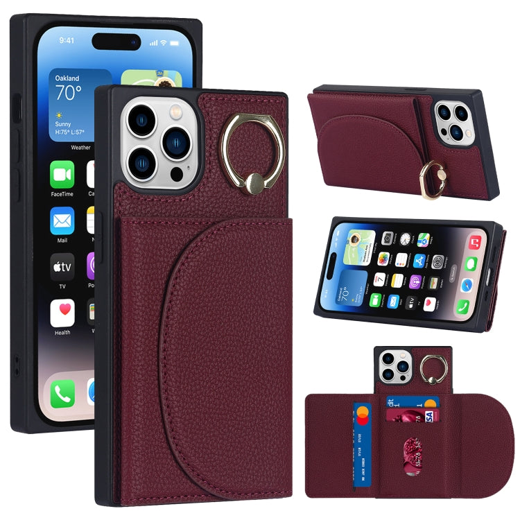 For iPhone 14 Pro Litchi Texture Card Bag Phone Case