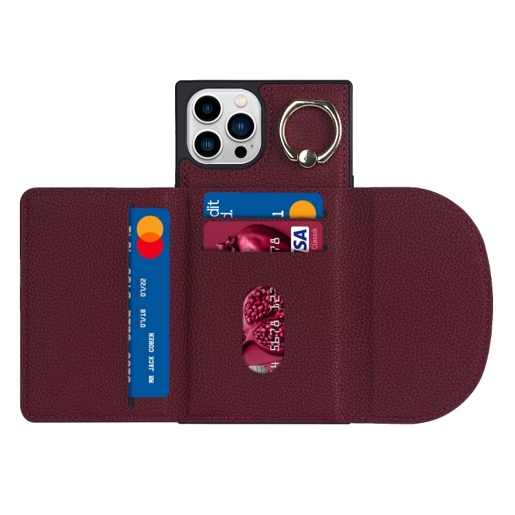 For iPhone 14 Pro Litchi Texture Card Bag Phone Case