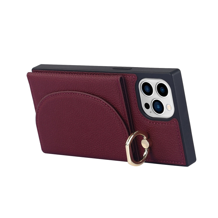 For iPhone 14 Pro Litchi Texture Card Bag Phone Case