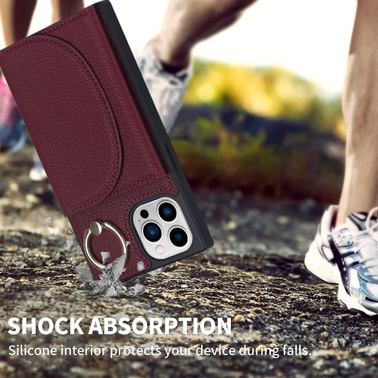 For iPhone 14 Pro Litchi Texture Card Bag Phone Case