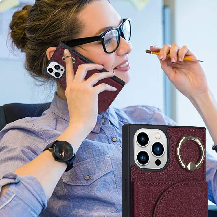 For iPhone 14 Pro Litchi Texture Card Bag Phone Case