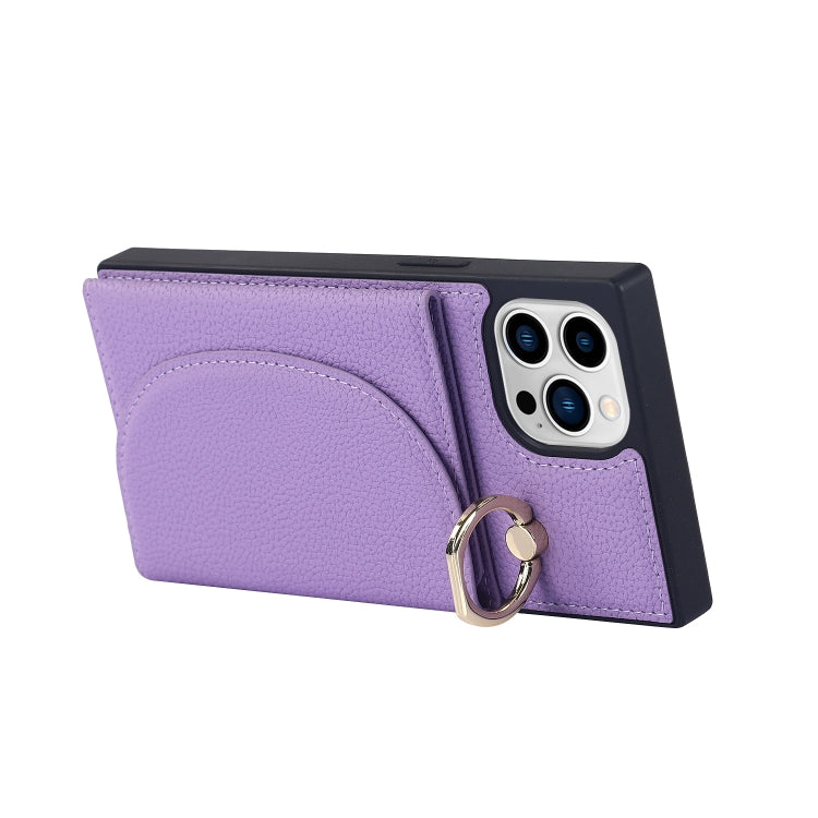 For iPhone 14 Pro Litchi Texture Card Bag Phone Case