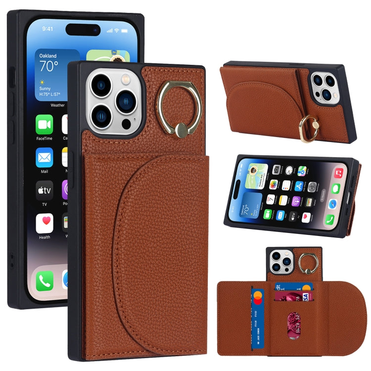 For iPhone 14 Pro Litchi Texture Card Bag Phone Case