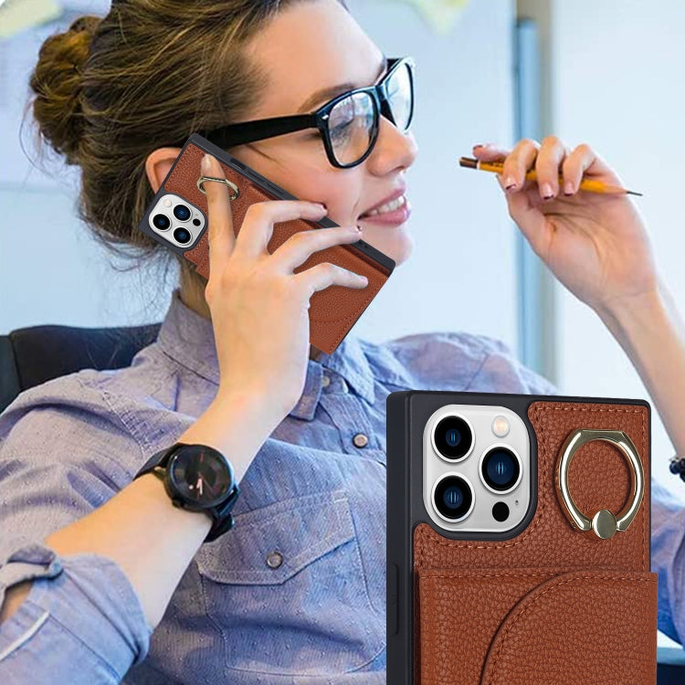 For iPhone 14 Pro Litchi Texture Card Bag Phone Case