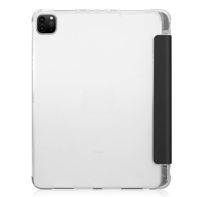 For iPad Pro 12.9 inch (2020) Three-folding Horizontal Flip PU Leather + Clear TPU Back Cover Tablet Case with Sleep / Wake-up Function & Holder & Pen Slot