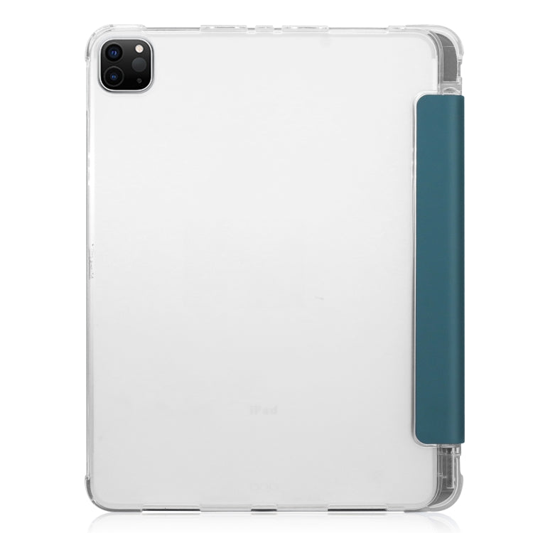 For iPad Pro 12.9 inch (2020) Three-folding Horizontal Flip PU Leather + Clear TPU Back Cover Tablet Case with Sleep / Wake-up Function & Holder & Pen Slot