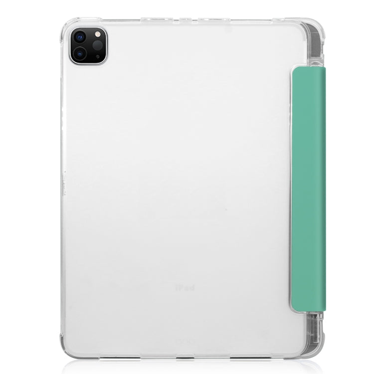 For iPad Pro 12.9 inch (2020) Three-folding Horizontal Flip PU Leather + Clear TPU Back Cover Tablet Case with Sleep / Wake-up Function & Holder & Pen Slot