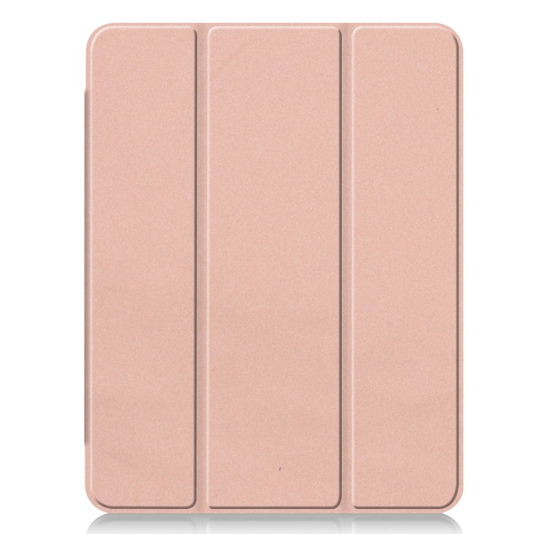 For iPad Pro 12.9 inch (2020) Three-folding Horizontal Flip PU Leather + Clear TPU Back Cover Tablet Case with Sleep / Wake-up Function & Holder & Pen Slot