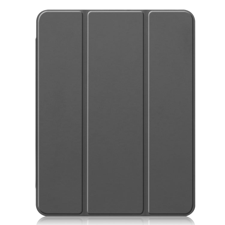 For iPad Pro 12.9 inch (2020) Three-folding Horizontal Flip PU Leather + Clear TPU Back Cover Tablet Case with Sleep / Wake-up Function & Holder & Pen Slot