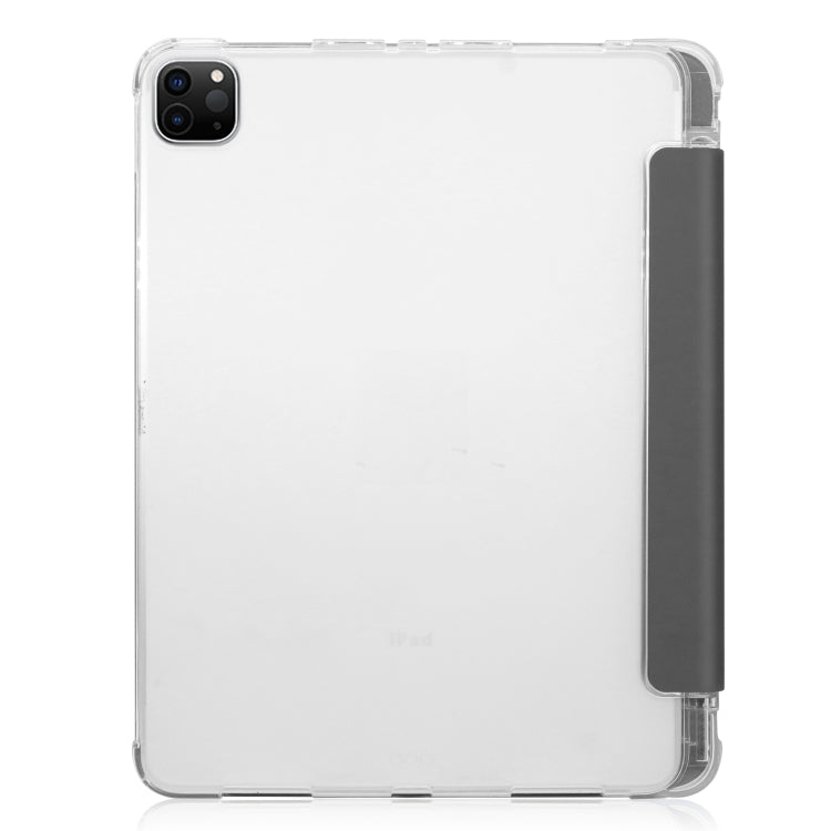 For iPad Pro 12.9 inch (2020) Three-folding Horizontal Flip PU Leather + Clear TPU Back Cover Tablet Case with Sleep / Wake-up Function & Holder & Pen Slot