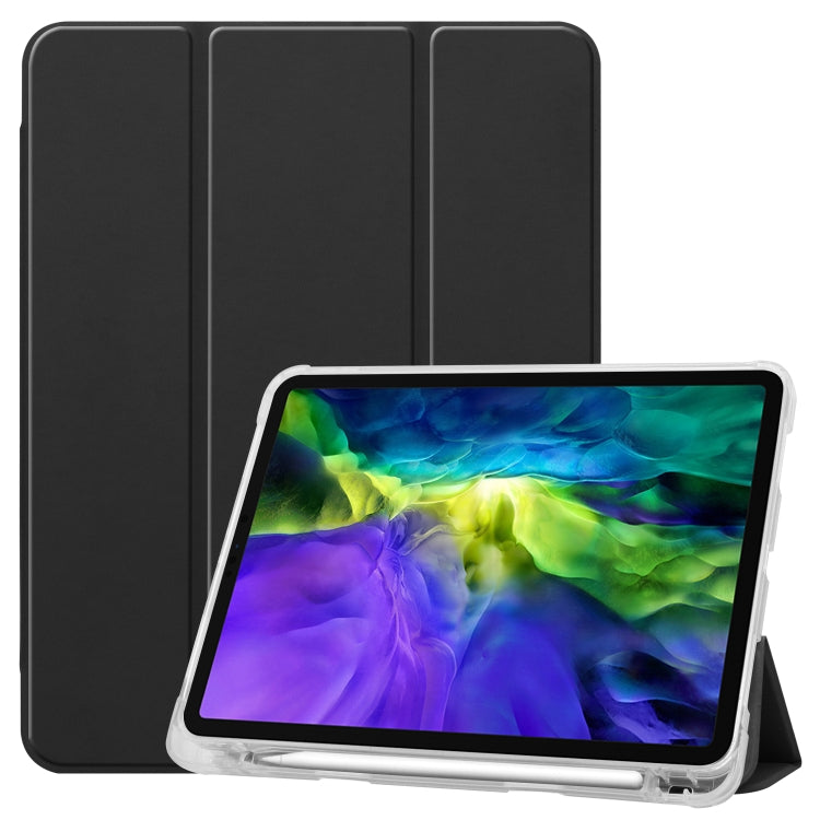 For iPad Pro 11 inch (2020) Three-folding Horizontal Flip PU Leather + Clear TPU Back Cover Tablet Case with Sleep / Wake-up Function & Holder & Pen Slot