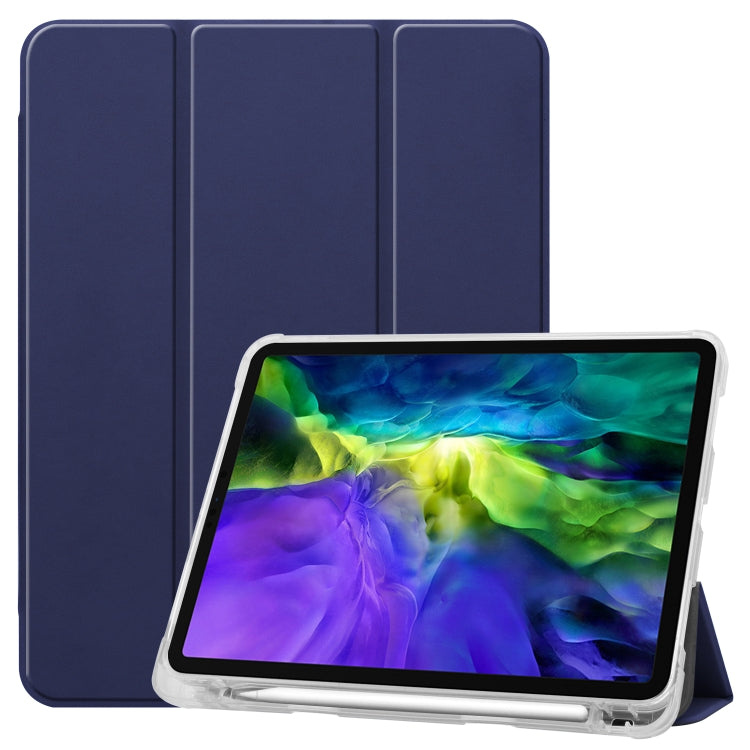 For iPad Pro 11 inch (2020) Three-folding Horizontal Flip PU Leather + Clear TPU Back Cover Tablet Case with Sleep / Wake-up Function & Holder & Pen Slot