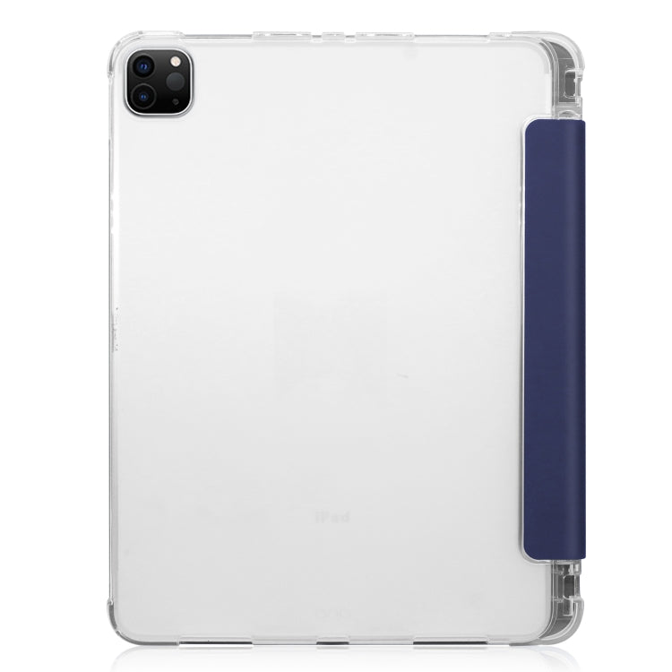 For iPad Pro 11 inch (2020) Three-folding Horizontal Flip PU Leather + Clear TPU Back Cover Tablet Case with Sleep / Wake-up Function & Holder & Pen Slot