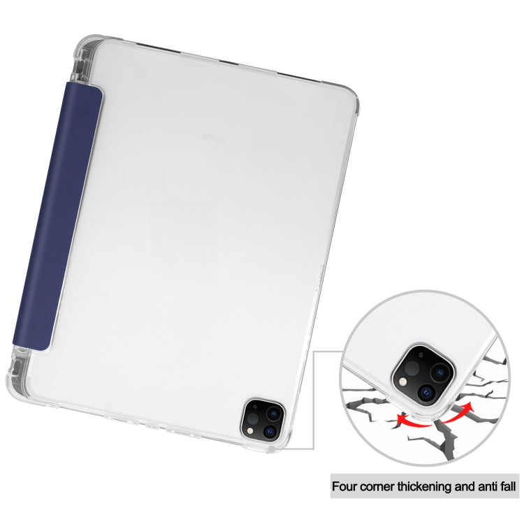 For iPad Pro 11 inch (2020) Three-folding Horizontal Flip PU Leather + Clear TPU Back Cover Tablet Case with Sleep / Wake-up Function & Holder & Pen Slot