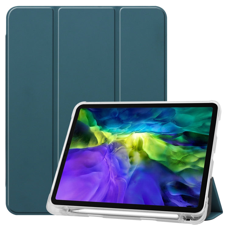 For iPad Pro 11 inch (2020) Three-folding Horizontal Flip PU Leather + Clear TPU Back Cover Tablet Case with Sleep / Wake-up Function & Holder & Pen Slot