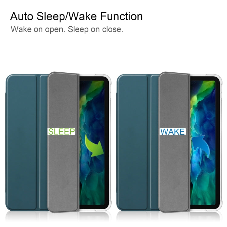 For iPad Pro 11 inch (2020) Three-folding Horizontal Flip PU Leather + Clear TPU Back Cover Tablet Case with Sleep / Wake-up Function & Holder & Pen Slot