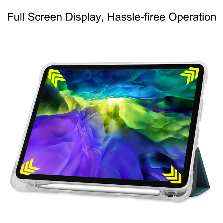 For iPad Pro 11 inch (2020) Three-folding Horizontal Flip PU Leather + Clear TPU Back Cover Tablet Case with Sleep / Wake-up Function & Holder & Pen Slot