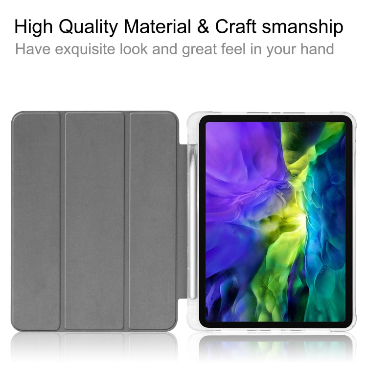 For iPad Pro 11 inch (2020) Three-folding Horizontal Flip PU Leather + Clear TPU Back Cover Tablet Case with Sleep / Wake-up Function & Holder & Pen Slot
