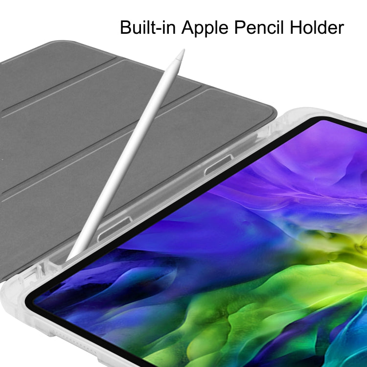 For iPad Pro 11 inch (2020) Three-folding Horizontal Flip PU Leather + Clear TPU Back Cover Tablet Case with Sleep / Wake-up Function & Holder & Pen Slot