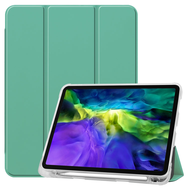 For iPad Pro 11 inch (2020) Three-folding Horizontal Flip PU Leather + Clear TPU Back Cover Tablet Case with Sleep / Wake-up Function & Holder & Pen Slot