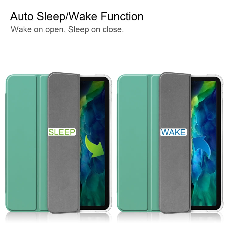 For iPad Pro 11 inch (2020) Three-folding Horizontal Flip PU Leather + Clear TPU Back Cover Tablet Case with Sleep / Wake-up Function & Holder & Pen Slot