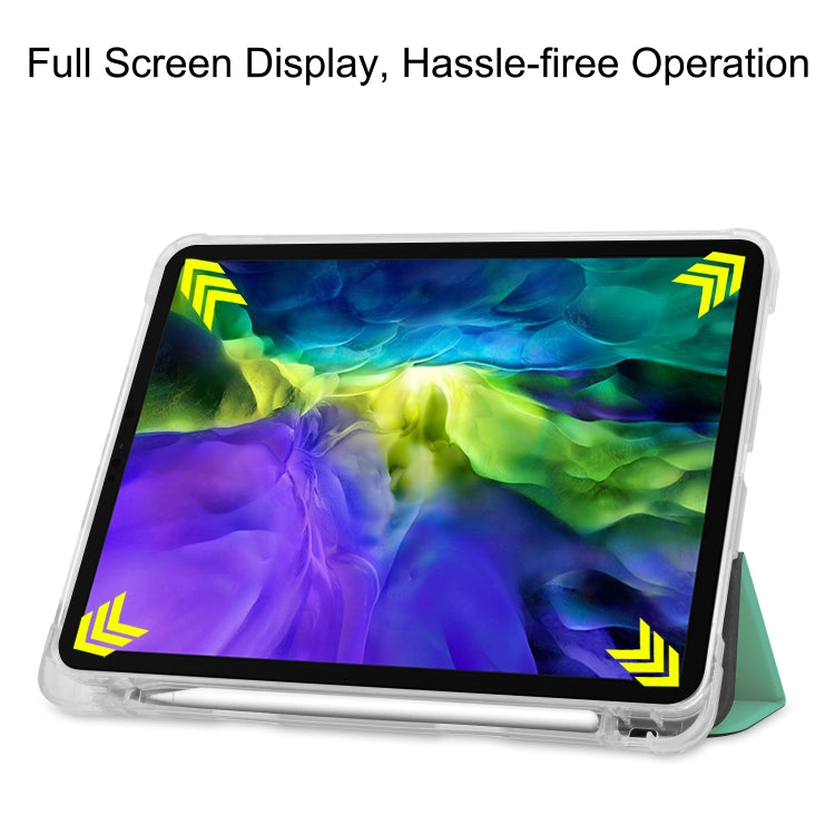 For iPad Pro 11 inch (2020) Three-folding Horizontal Flip PU Leather + Clear TPU Back Cover Tablet Case with Sleep / Wake-up Function & Holder & Pen Slot