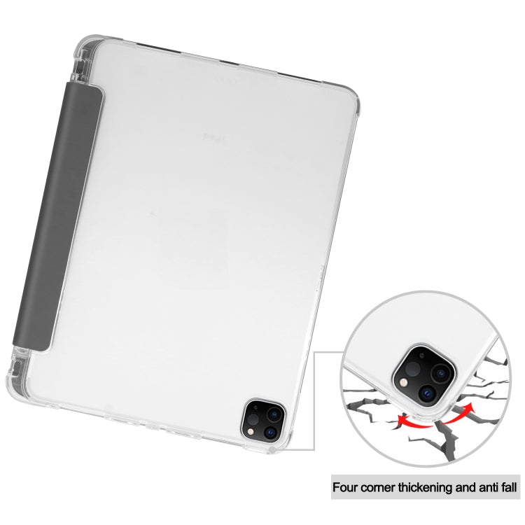 For iPad Pro 11 inch (2020) Three-folding Horizontal Flip PU Leather + Clear TPU Back Cover Tablet Case with Sleep / Wake-up Function & Holder & Pen Slot