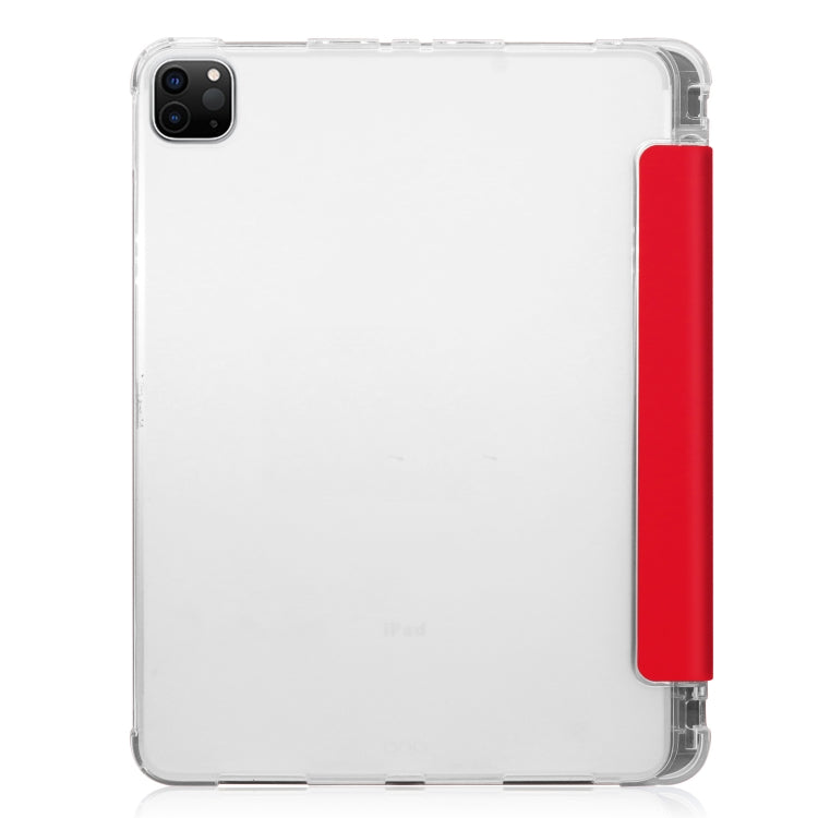 For iPad Pro 11 inch (2020) Three-folding Horizontal Flip PU Leather + Clear TPU Back Cover Tablet Case with Sleep / Wake-up Function & Holder & Pen Slot