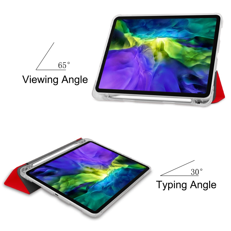 For iPad Pro 11 inch (2020) Three-folding Horizontal Flip PU Leather + Clear TPU Back Cover Tablet Case with Sleep / Wake-up Function & Holder & Pen Slot