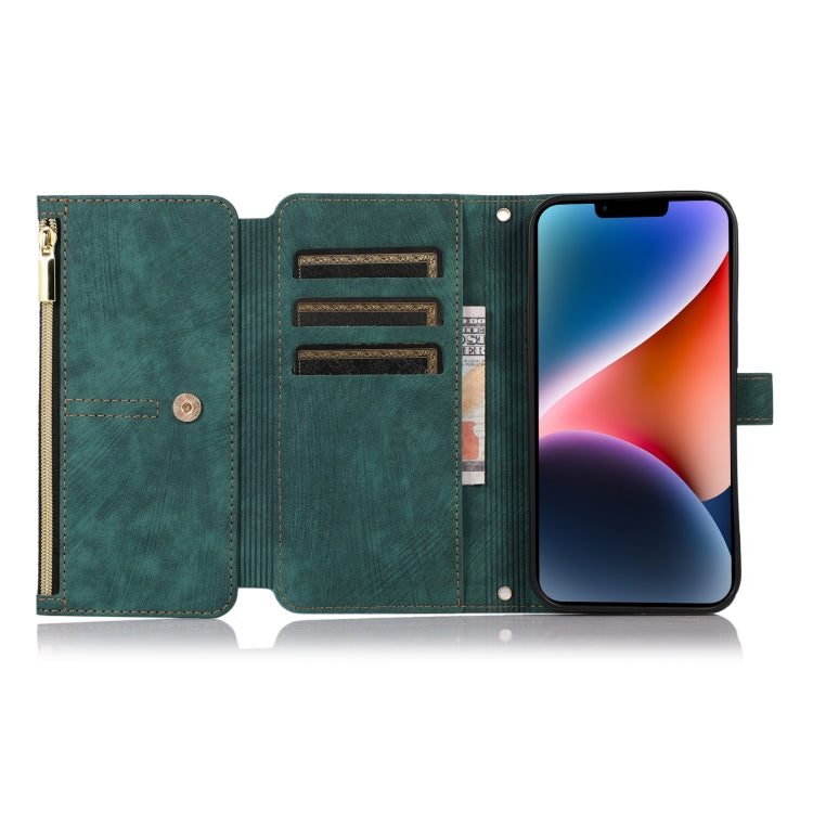 For iPhone 14 Dream 9-Card Wallet Zipper Bag Leather Phone Case