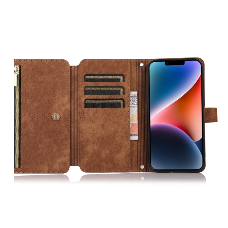 For iPhone 14 Dream 9-Card Wallet Zipper Bag Leather Phone Case