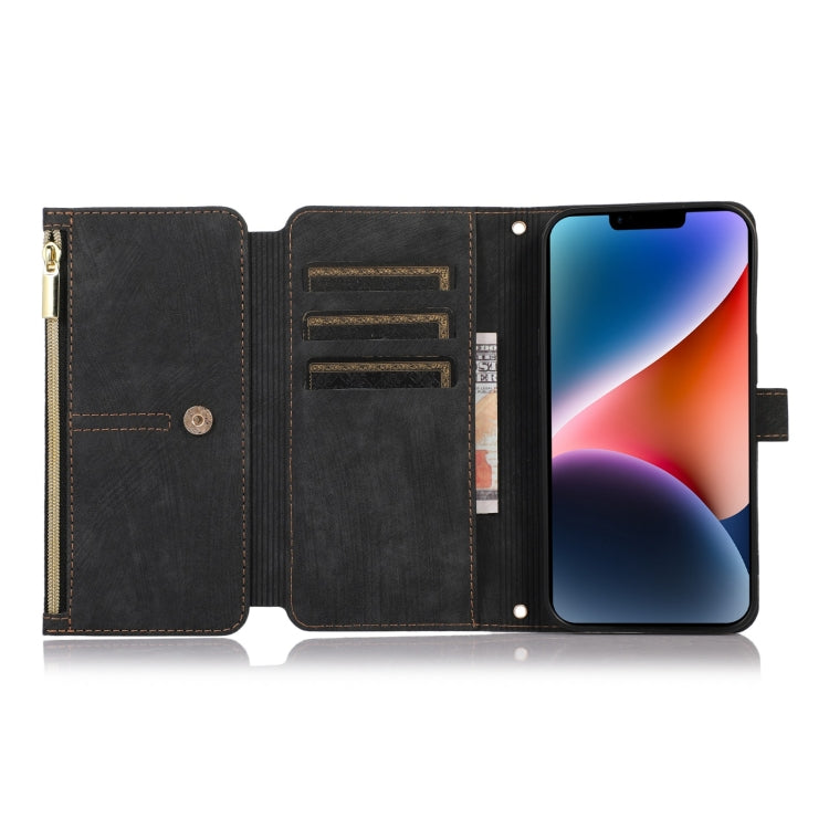 For iPhone 14 Dream 9-Card Wallet Zipper Bag Leather Phone Case