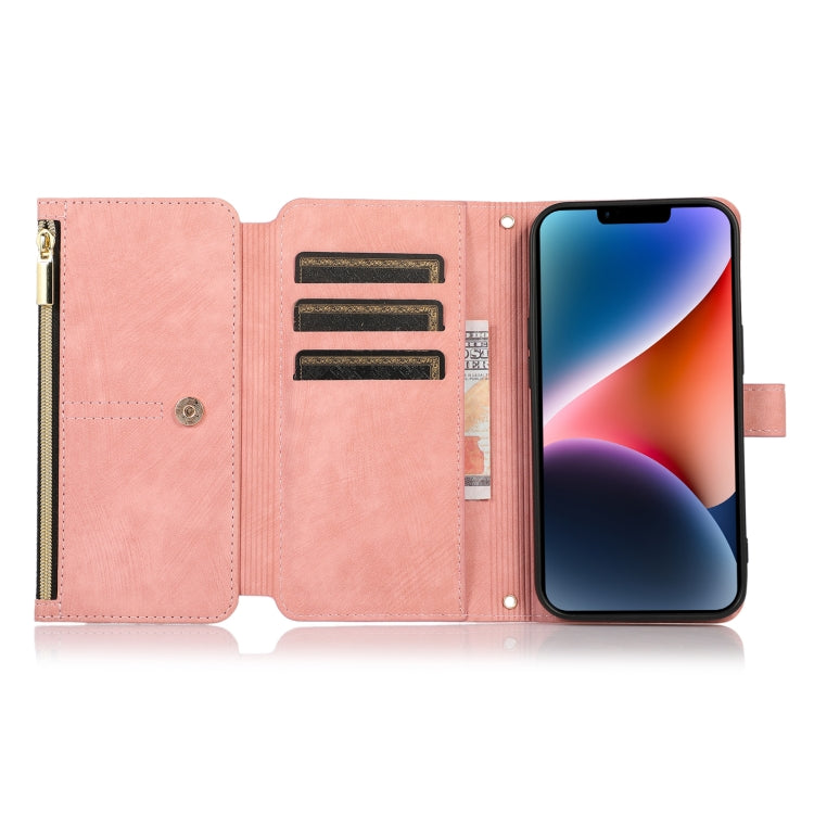 For iPhone 14 Dream 9-Card Wallet Zipper Bag Leather Phone Case
