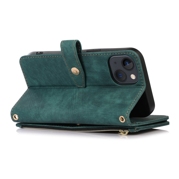For iPhone 14 Plus Dream 9-Card Wallet Zipper Bag Leather Phone Case
