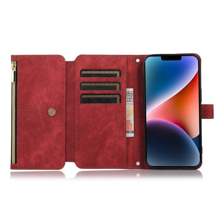 For iPhone 14 Plus Dream 9-Card Wallet Zipper Bag Leather Phone Case